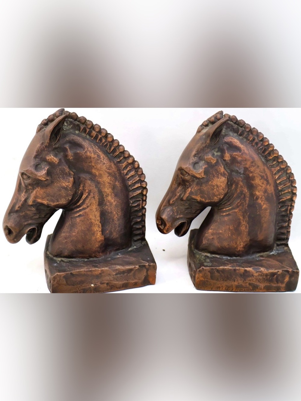 Vintage McClelland Barclay Horse Head Bookends Dodge Inc Bronze Finish Pair